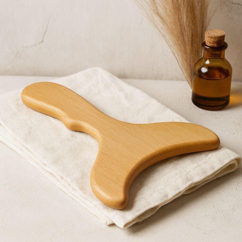 Spatule en bois posée sur une serviette blanche dans un environnement de soin