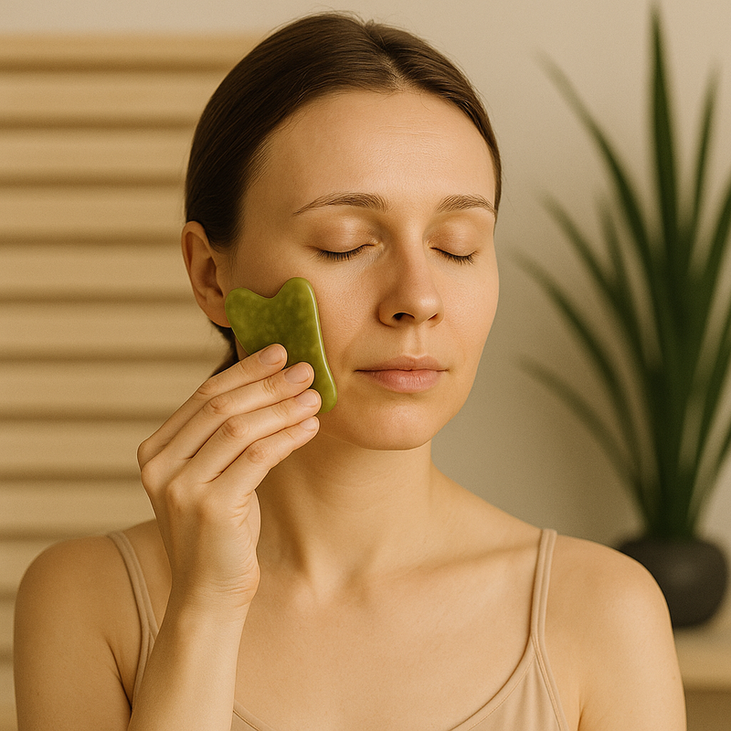 Utilisation d'un gua sha pour un massage anti-rides du visage