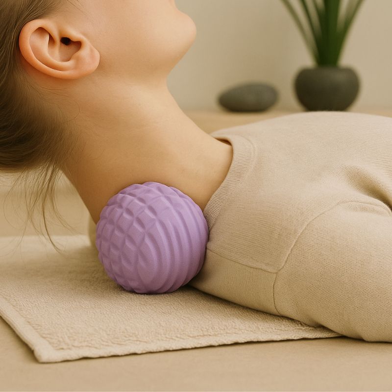 Utilisation d'une balle de massage pour un massage cervericales