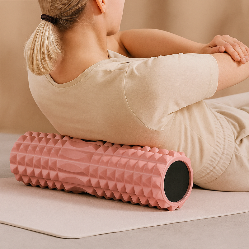 Utilisation d'un rouleau pour un massage dos