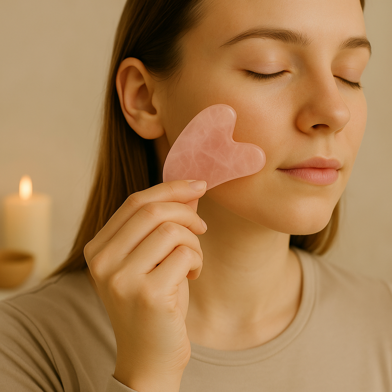 utilisation d'un gua sha pour un massage visage