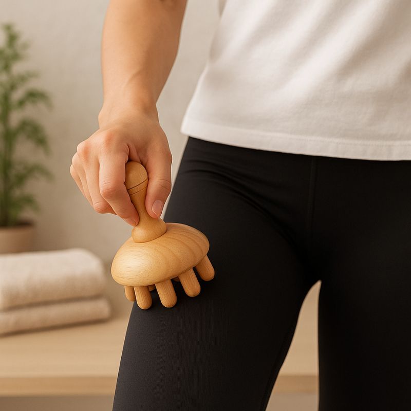 Massage des cuisses avec le Champignon de Massage – Accessoire Maderotherapie pour drainage lymphatique