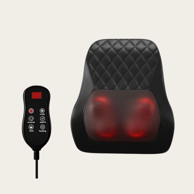 Coussin massant dos noir avec télécommande