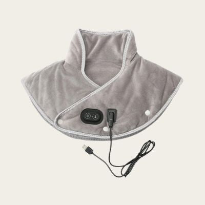 Coussin massant chauffant cervical gris avec câble USB