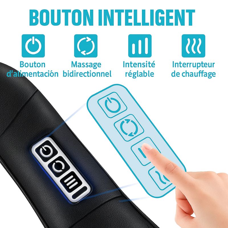 coussin massant shiatsu boutons de commande