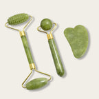 Ensemble Gua Sha et rouleaux de jade pour massage facial raffermissant et soin de la peau