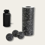 Ensemble massage dos noir et blanc avec rouleau, double boule et balle simple