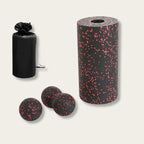 Kit de massage dos noir et rouge avec accessoires complets et sac