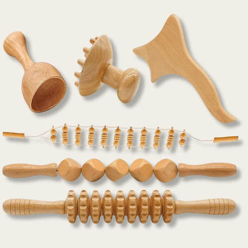 Outils maderotherapie en kit – vue d’ensemble des 6 outils