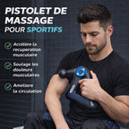 Pistolet de massage compact pour sportifs favorisant la récupération musculaire, le soulagement des douleurs et la circulation.