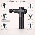 Pistolet de massage professionnel avec 6 têtes interchangeables pour relaxation, massage profond et récupération