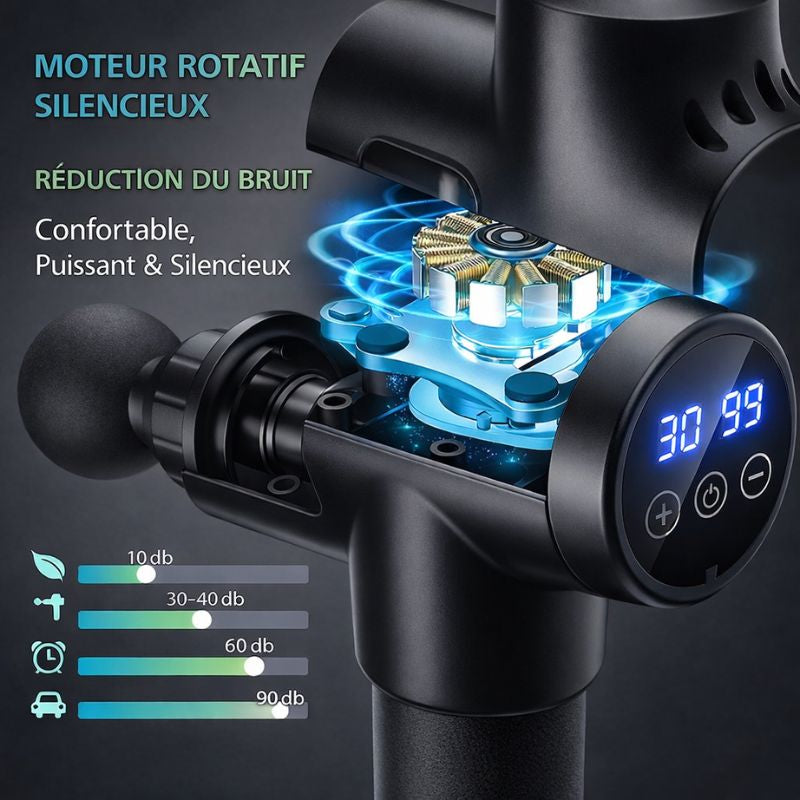 Moteur rotatif silencieux du pistolet de massage professionnel avec réduction du bruit et haute puissance