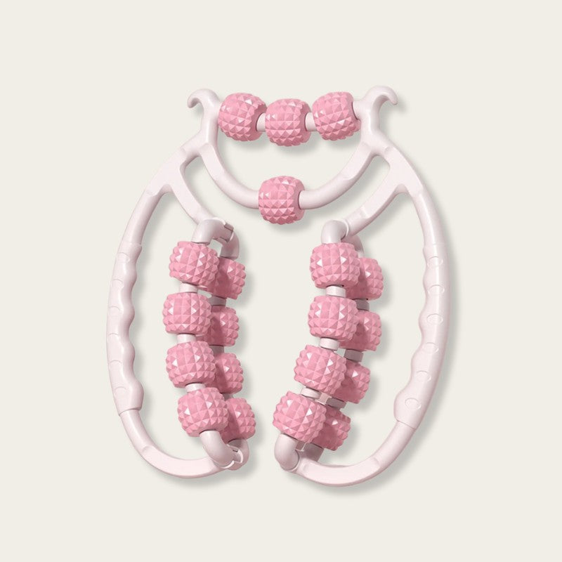 Rouleau de massage ergonomique rose pour soin quotidien anti-cellulite
