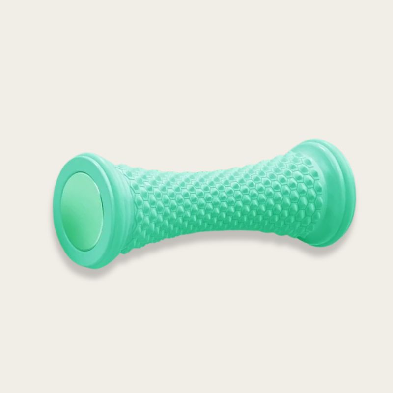 Rouleau de massage pied vert avec surface texturée 3D pour massage ciblé