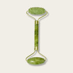 Rouleau pierre de jade à double embout, lisse et texturé, pour massage du visage