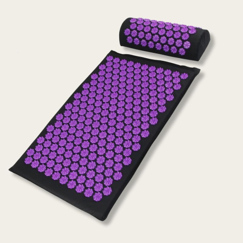 Tapis de champ de fleurs violet avec picots lotus pour détente et acupression