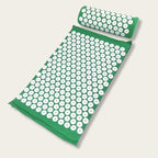 Tapis de Fakir vert avec coussin acupression pour soulager les tensions musculaires