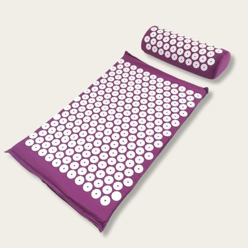 Tapis de Fakir violet avec coussin pour soulager les tensions musculaires